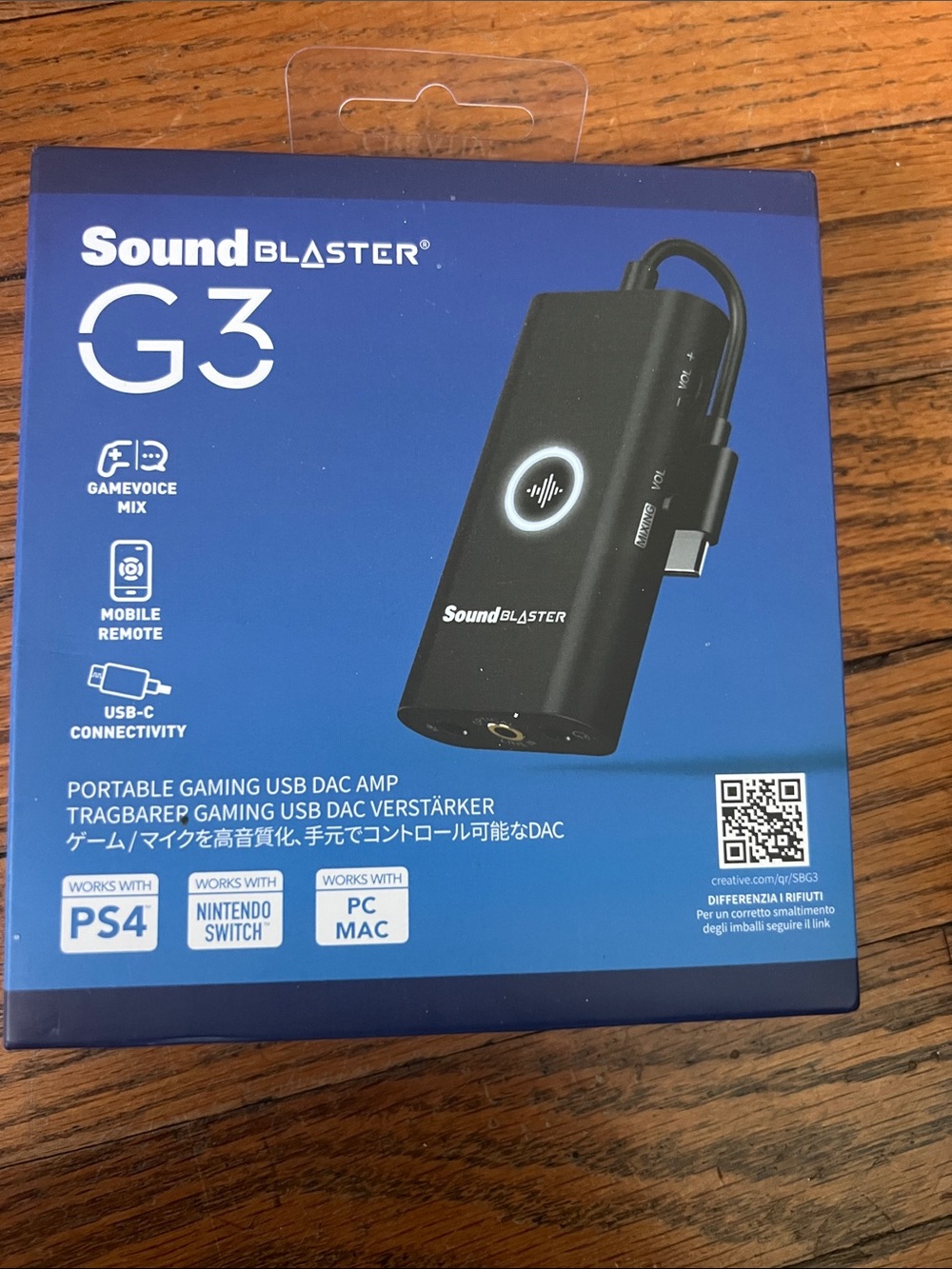 Sound Blaster G3 Portable USB DAC Amp - Blue Packaging